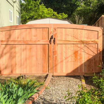 Premium Redwood Framed Fence Line with Arched Framed Single Gate