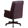 High Back Pillow Back Burgundy Leather Executive Swivel Office Chair