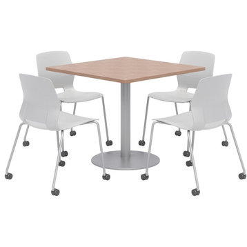 Olio Designs Cherry Square 36in Lola Dining Set - Gray Caster Chairs
