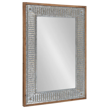 Deely Wood and Metal Wall Mirror, Rustic Brown 20x30