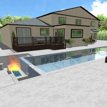 simple clean rectangular pool with spa