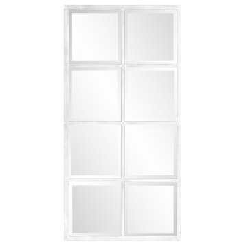Atrium White Washed Windowpane Mirror, Traditional, Metal, 24 X 48