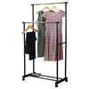 Houseware Portable Closet Hanging Clothing Garment Rack With Wheels, Double Rod