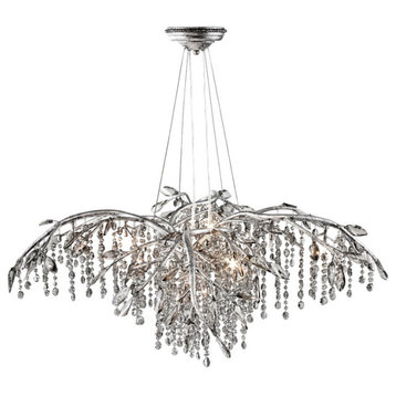 Luxury Gold/Chrome Vintage Crystal Hanging Lamp For Living Room, Dining Room, Silver, Dia38.6"