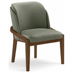 Meridian Furniture - Navo Upholstered Dining Chair, Green, Vegan Leather, Walnut Finish - Indulge in the allure of the Green Navo Dining Chair by Meridian Furniture. Its captivating design and luxurious Green elevate any space with effortless elegance. Crafted with precision and durability in mind, this stunning piece becomes the focal point of gatherings, fostering moments of connection and warmth. Embrace sophistication and style with the Navo Dining Chair, a testament to exquisite taste and timeless beauty.