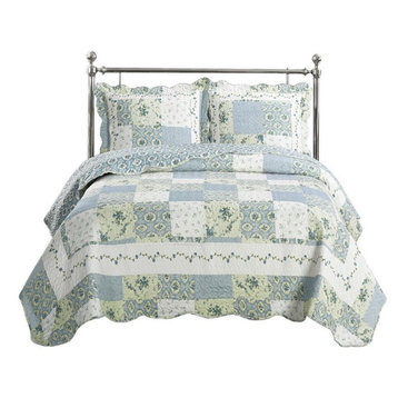 Brea Floral Print Oversized Antique Quilt Set, King/Cal King