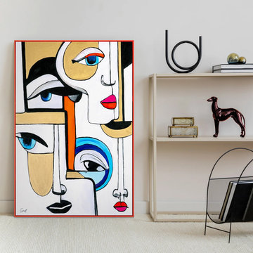 Hand painted acrylic painting on canvas "Geometry Game"