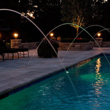 Lake Forest, IL Swimming Pool and Raised Hot Tub with Laminar Fountains