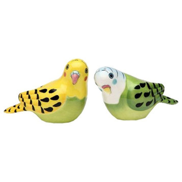 Flights of Fancy Yellow and Green Parakeet Salt and Pepper Shakers Set