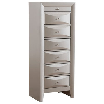 Maklaine Contemporary Engineered Wood 7Drawer Lingerie Chest in Silver Champagne
