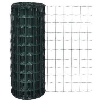 vidaXL Fence Barrier Fence Metal Fence for Poultry Steel 82ft x 3.3ft Green