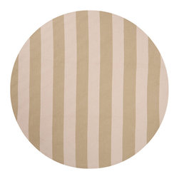 Olive Striped Roung Rug - Area Rugs