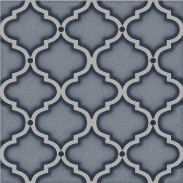 Riflessi Arabesque Hand Glazed Porcelain Tiles, Blu Notte, 1 Single Piece