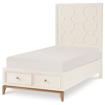 Antoinette Panel Storage Bed White and Gold, Twin Size