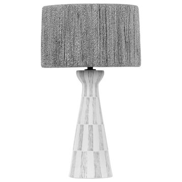 Palma One Light Table Lamp in Patina Brass/Ceramic Graphic White