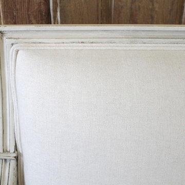 20th Century Louis XVI Style Painted Bergère Chairs in Natural Linen