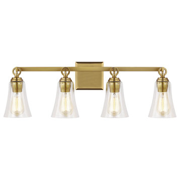 Sean Lavin Monterro 4 Light Bathroom Vanity Light, Burnished Brass