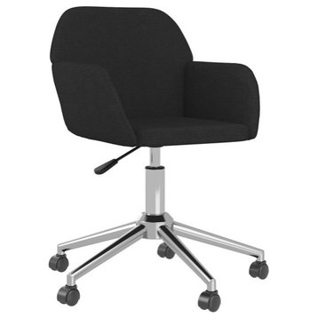 vidaXL Office Chair Swivel Home Office Chair with Wheels and Arms Black Fabric