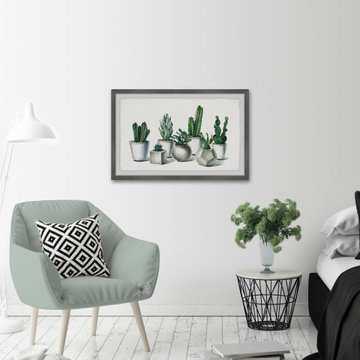 "Ceramic Potted Cactus" Framed Painting Print