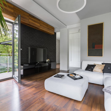 Elegant Living Room, Wooden Floor, Balcony Door, Modern Room, Remodeling Ideas