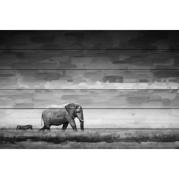 "Elephant" UV Ink Print on White Wood, 45"x30"