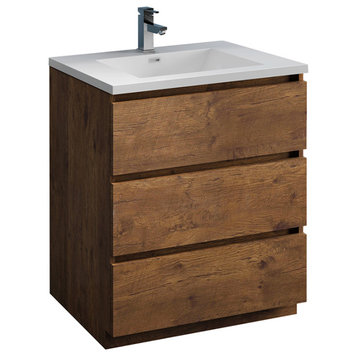 Fresca Lazzaro 30" Rosewood Cabinet With Integrated Sink