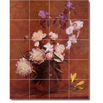 Picture-Tiles.com - Henri Fantin-Latour Flowers Painting Ceramic Tile Mural #86, 48"x60" - Mural Title: Bouquet Of Peonies And Iris