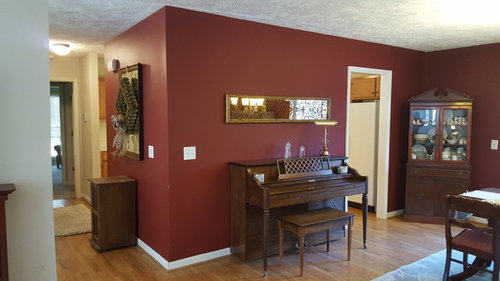Our Acacia Butcher Block Counters Blue Cabinets We Cut Out A Portion Of The Wall To Add Half Island Area Installed Acacia Butcher Block Countertops Painted Cabinets With General Finishes