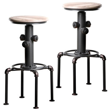 Bowery Hill 30" Contemporary Metal Bar Stool in Antique Black (Set of 2)