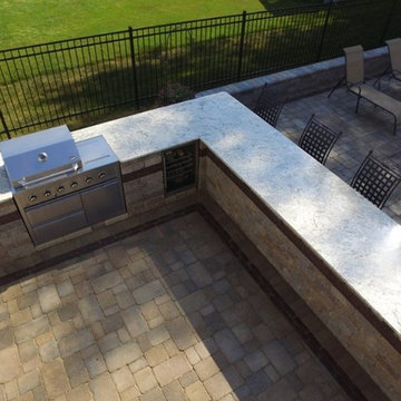 Paver Pool Patio with Outdoor Kitchen
