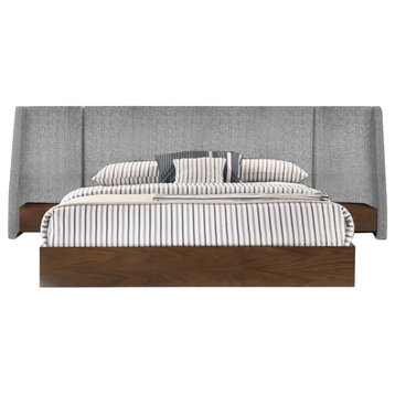 Modrest Janice Modern Gray and Walnut Bed and Nightstands, Queen