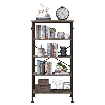 5-Tier Industrial Bookshelf With Sturdy Metal Frame