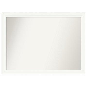 Craftsman White Non-Beveled Wood Bathroom Mirror 43x32"
