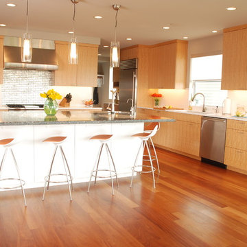 Vision Woodworks Seattle Modern Kitchen, Mud Room and Bathroom