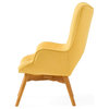 Hariata Mid-Century Modern Wingback Chair and Ottoman Set, Muted Yellow