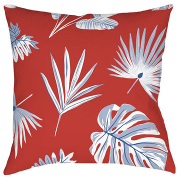 Laural Home Kathy Ireland Palm Fan Outdoor Decorative Pillow, 18"x18"
