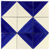 Tierra y Fuego Handmade Ceramic Tile, 4.25x4.25" B&W Harlequin, Box of 45