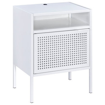 Bowery Hill Nightstand with USB Port in White