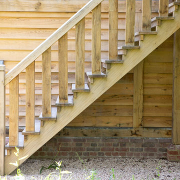 Triple bay two storey oak barn garage and home office studio in West Sussex