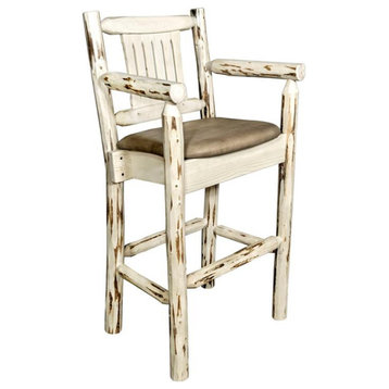 Montana Woodworks 24" Captain's Barstool with Buckskin Upholstery in Natural