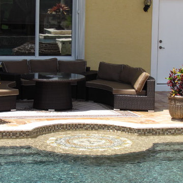 Traditional Swimming Pool w/ Elevated Spa, Tiered Spillway, Beach Area - Exarhos