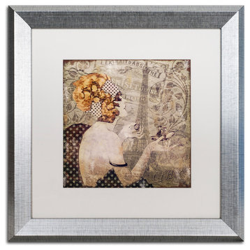 Color Bakery 'A Date With Paris' Art, Silver Frame, White Matte, 16"x16"