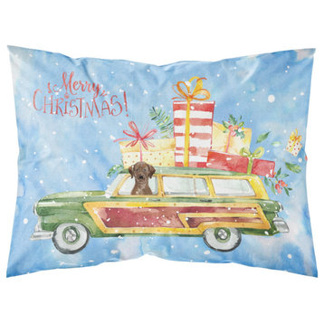 Merry Christmas Chocolate Labrador Retriever Fabric Standard Pillowcase