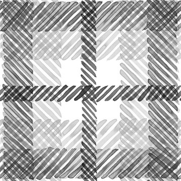 Twin Cities Tartan Wallcovering, Black & White, Sample, Traditional