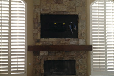 Example of a transitional family room design in Phoenix