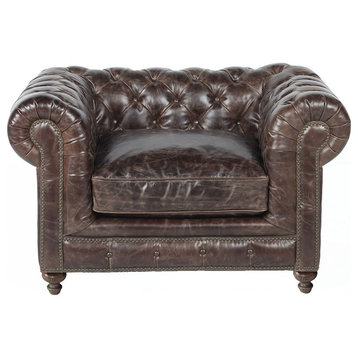 Warner Leather Chesterfield Chair