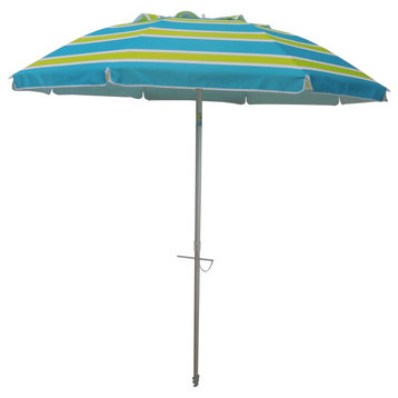 7' Beach Umbrella "Blue/Green" With Travel Bag