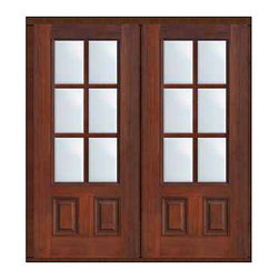 Prehung Patio Double Door 80 Fiberglass 3/4 Lite 6 Lite SDL Glass - Patio Doors