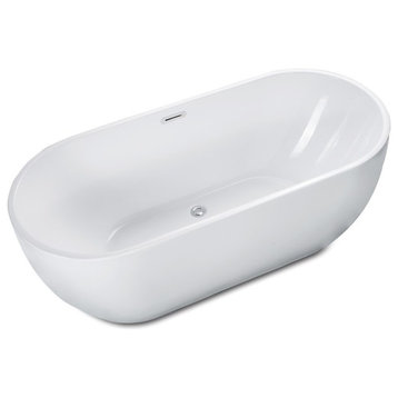 ALFI brand AB8839 67" Acrylic Soaking Bathtub for - White