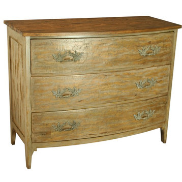 Swedish Style Bow Front 3-Drawer Chest  Moss Finish  Toned Brass
